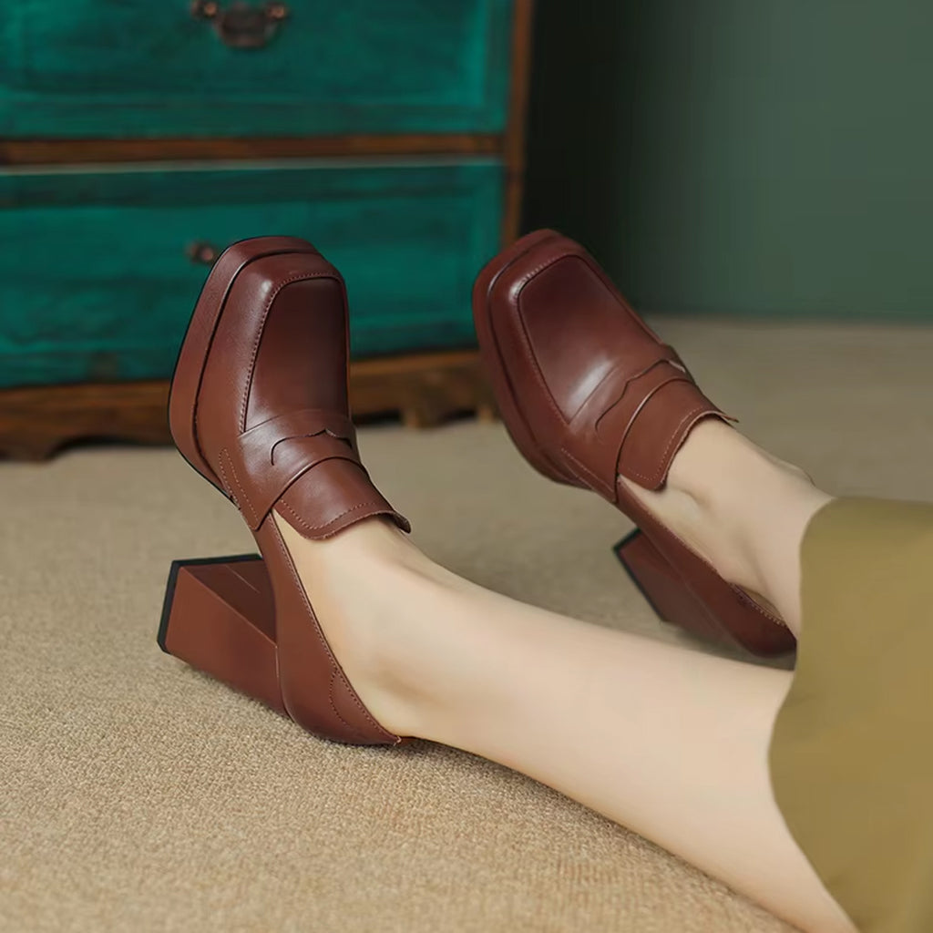 Damen-Loafer mit Absatz aus Leder