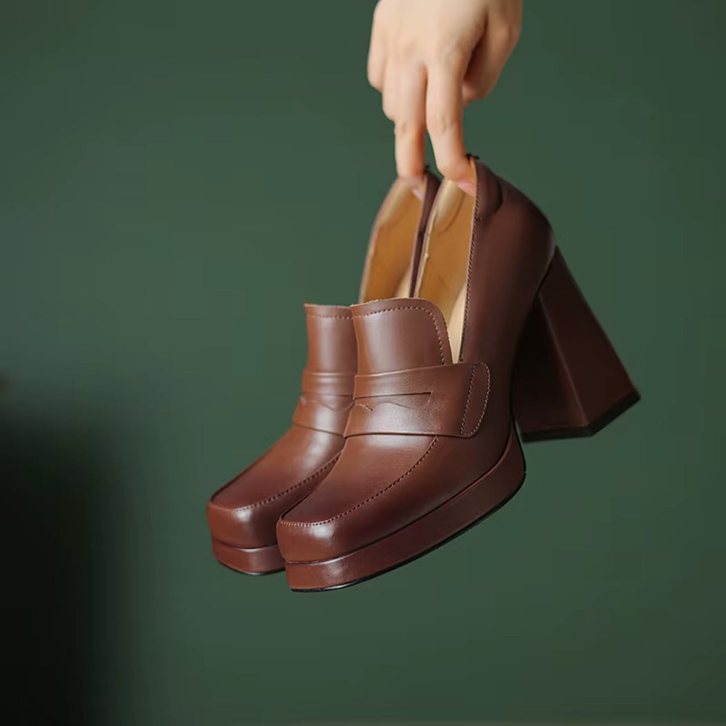 Damen-Loafer mit Absatz aus Leder