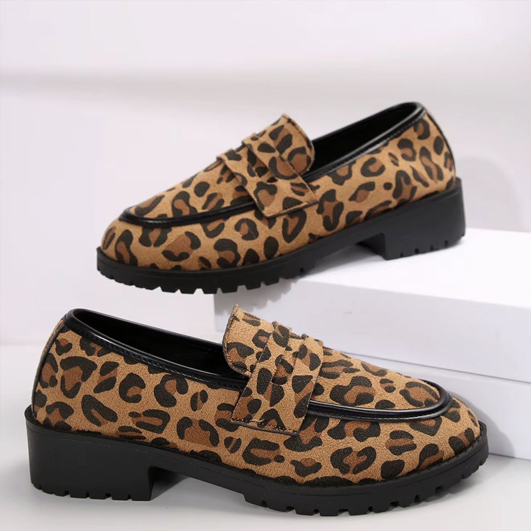 Leoparden-Loafer mit Absatz