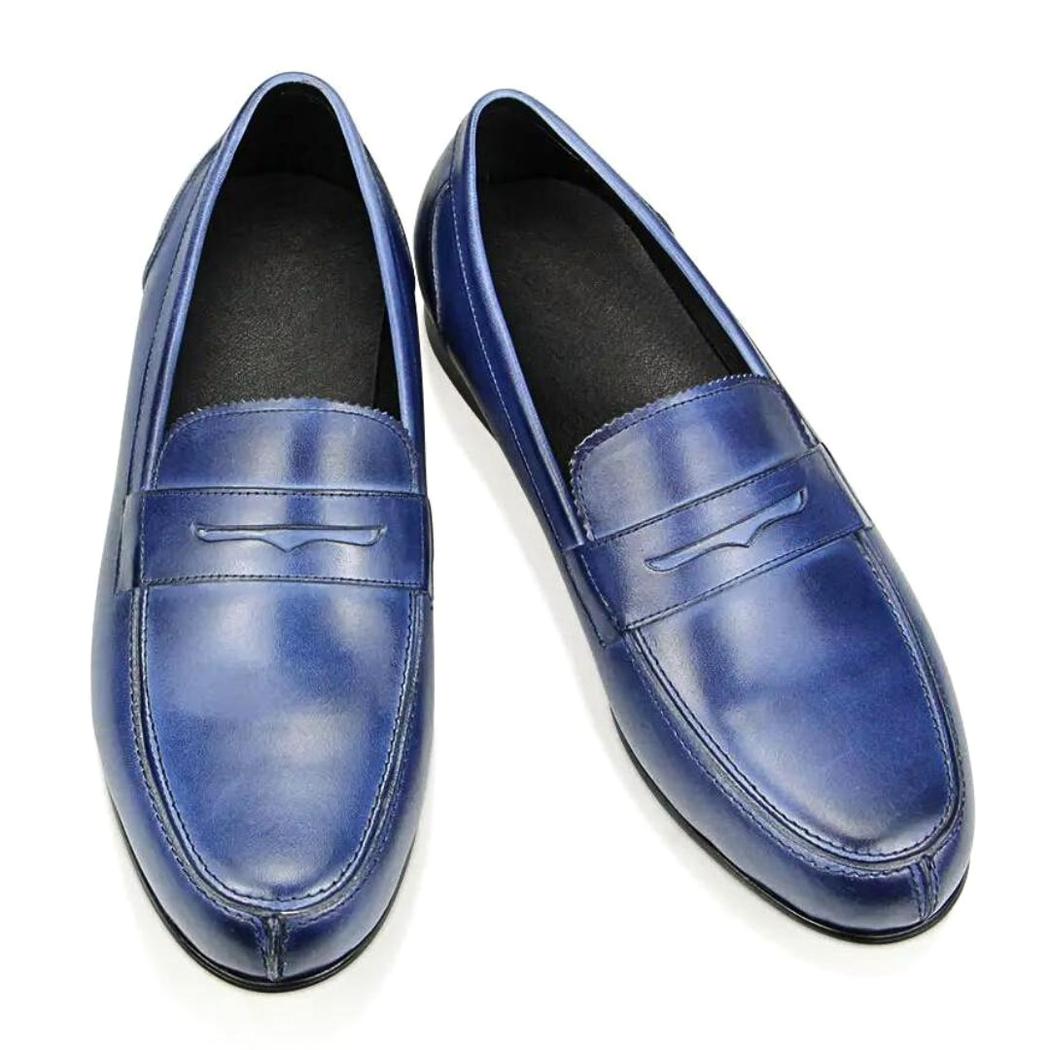 Blaue Loafer aus Echtleder für Herren