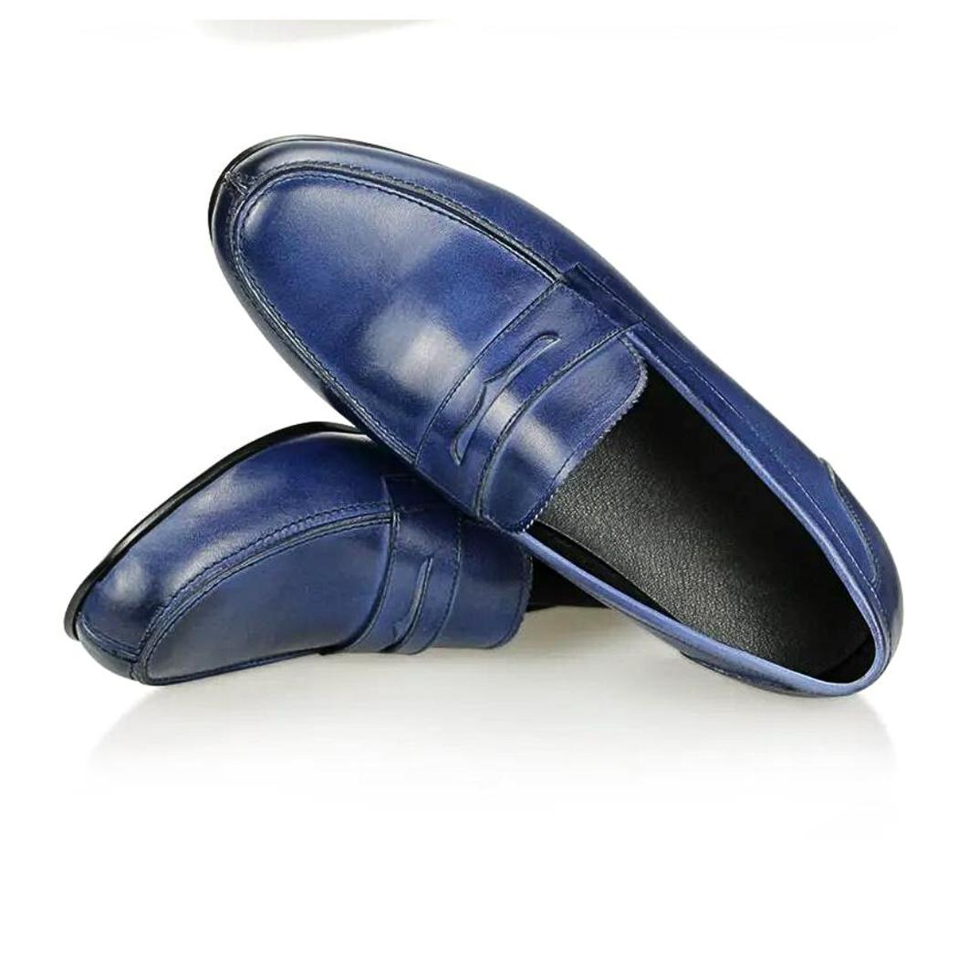 Blaue Loafer aus Echtleder für Herren