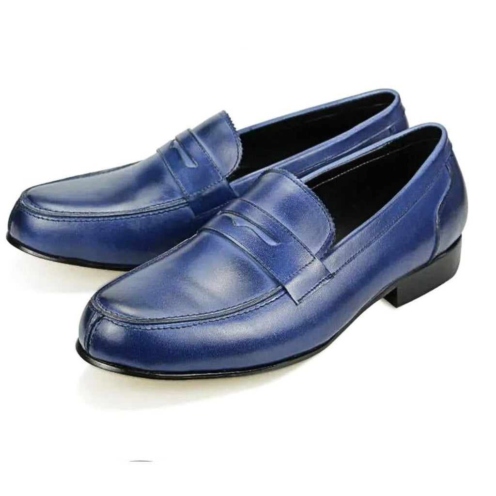 Blaue Loafer aus Echtleder für Herren
