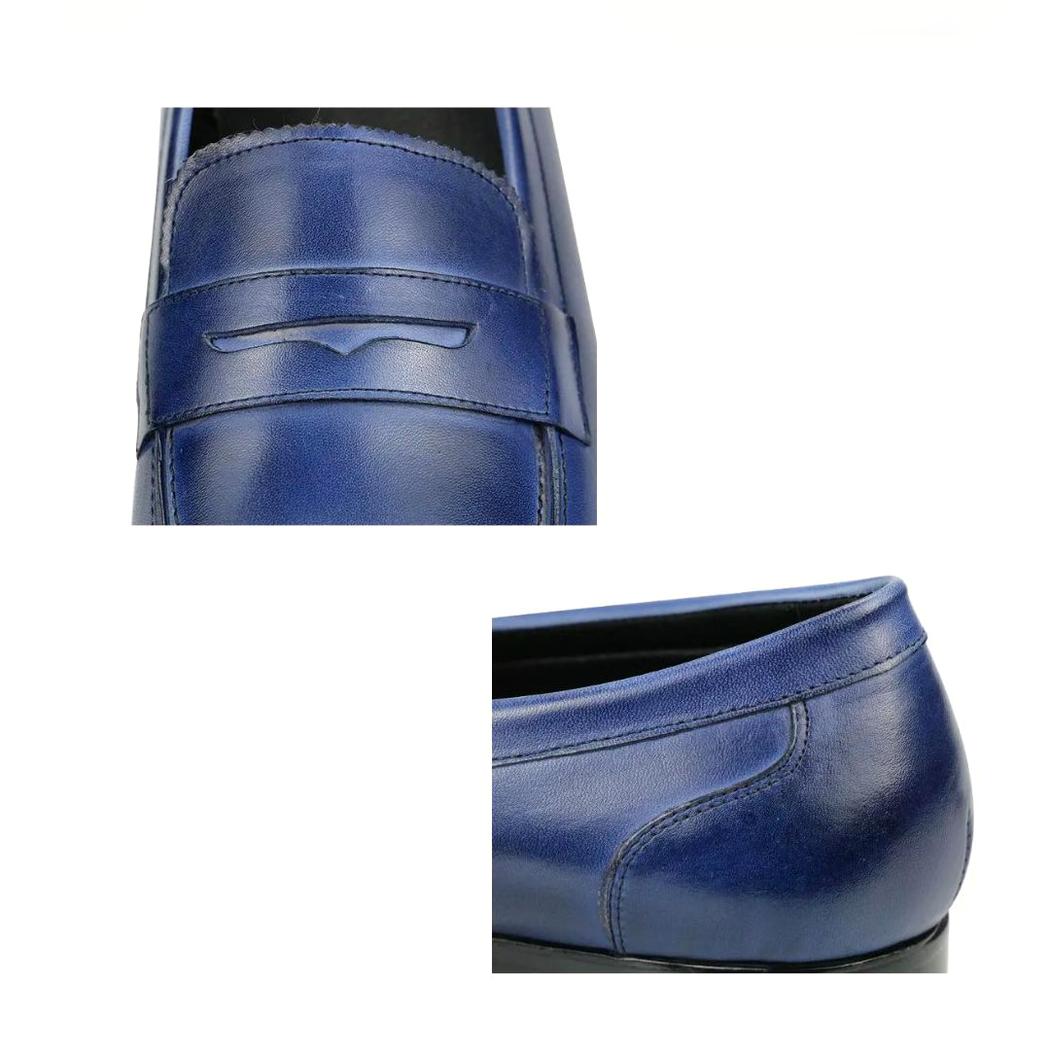Blaue Loafer aus Echtleder für Herren