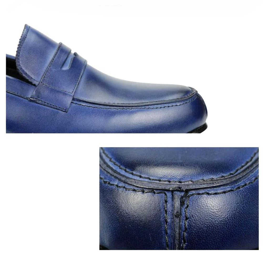 Blaue Loafer aus Echtleder für Herren