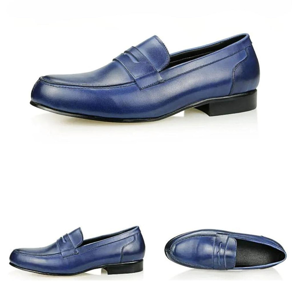 Blaue Loafer aus Echtleder für Herren