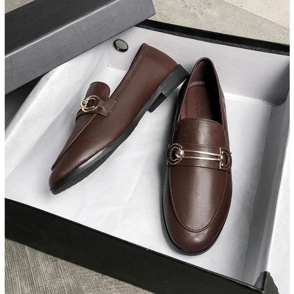 Elegante Loafer mit Blockabsatz aus Kunstleder für Damen