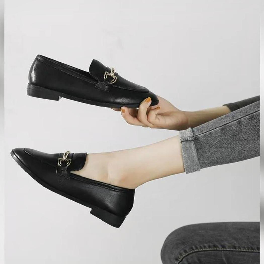 Elegante Loafer mit Blockabsatz aus Kunstleder für Damen