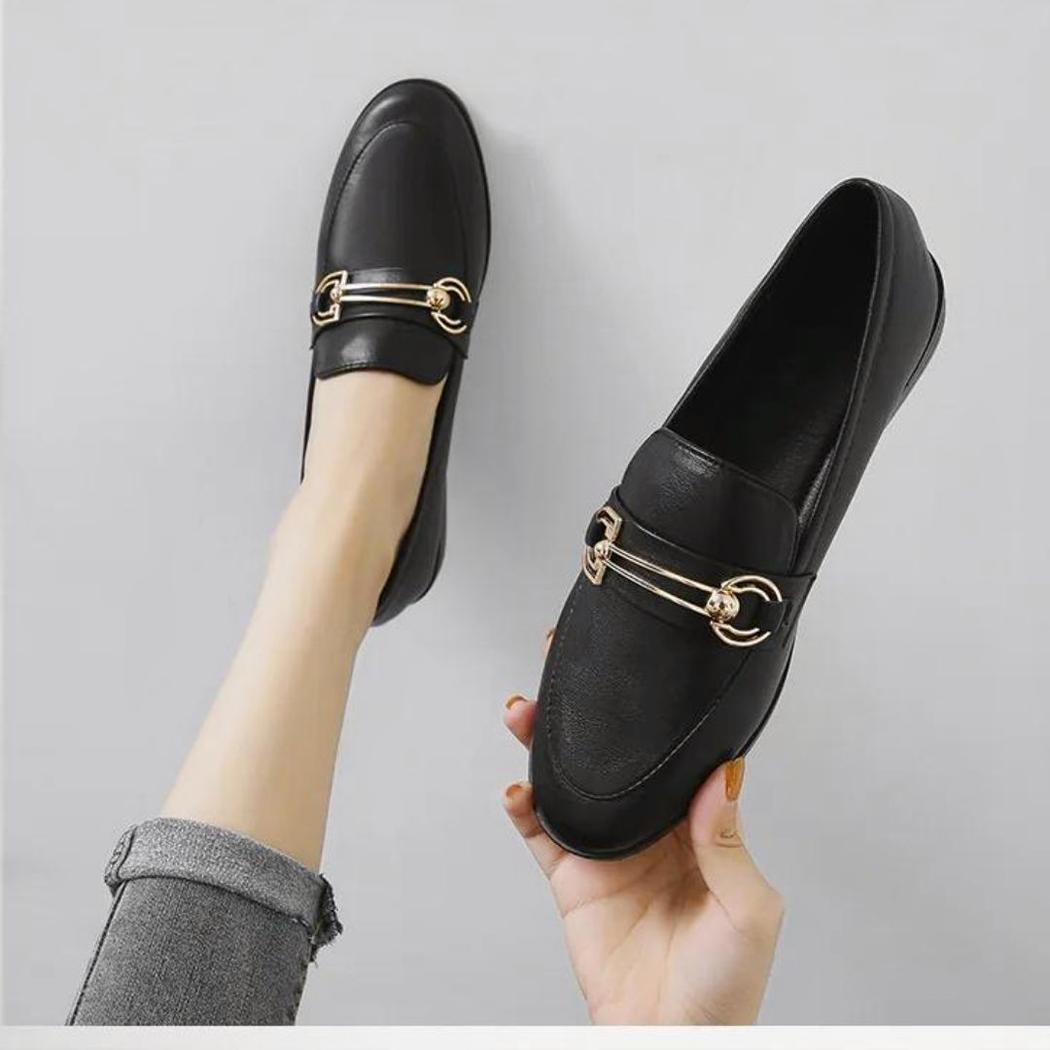 Elegante Loafer mit Blockabsatz aus Kunstleder für Damen