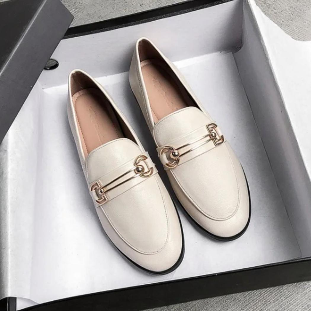Elegante Loafer mit Blockabsatz aus Kunstleder für Damen