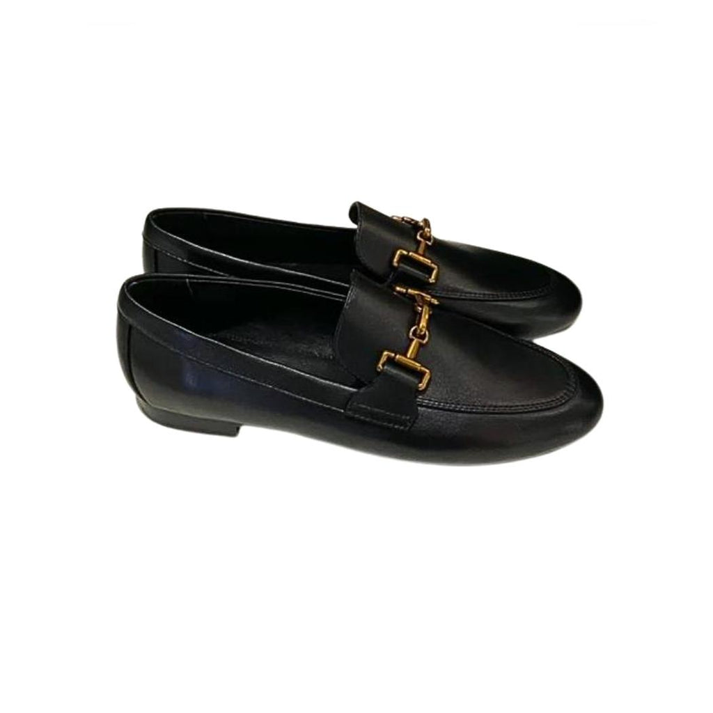 Loafer aus echtem Leder in Schwarz oder Khaki für Damen