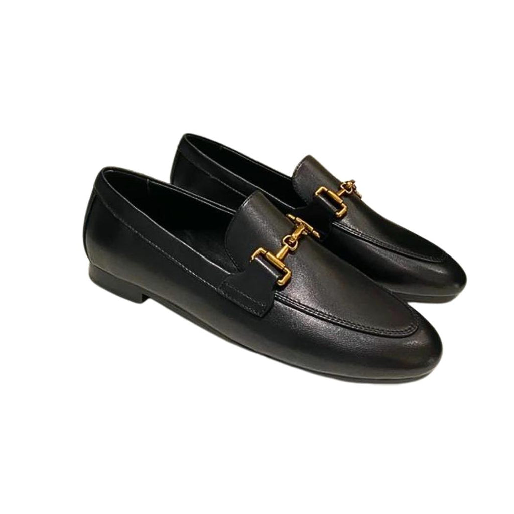 Loafer aus echtem Leder in Schwarz oder Khaki für Damen