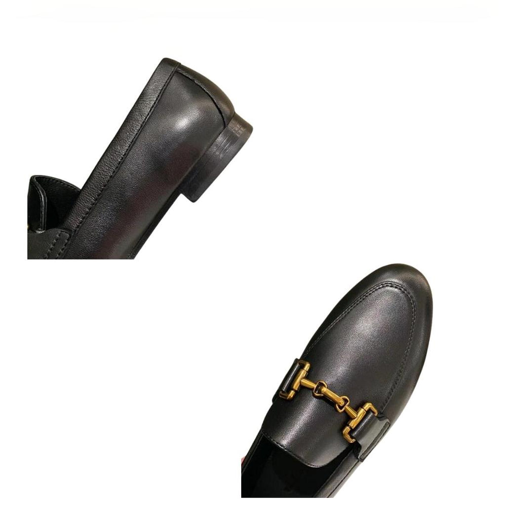 Loafer aus echtem Leder in Schwarz oder Khaki für Damen