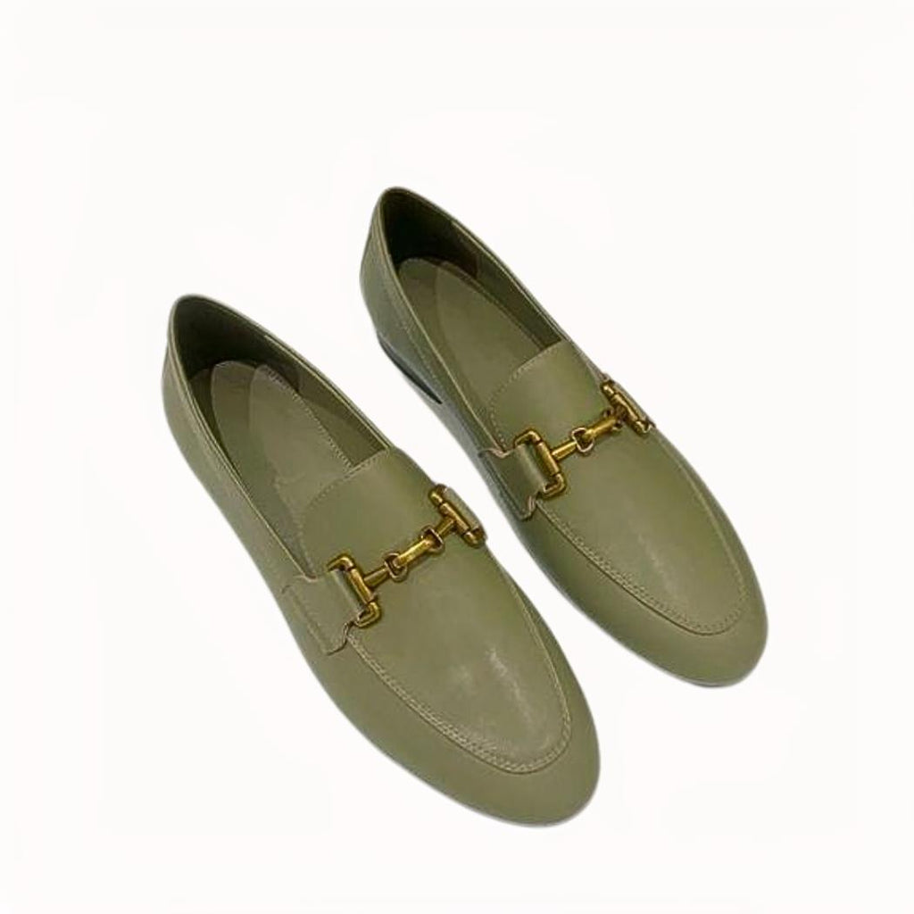 Loafer aus echtem Leder in Schwarz oder Khaki für Damen