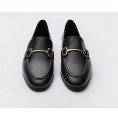 Dünne und leichte Loafer aus Echtleder, Schwarz