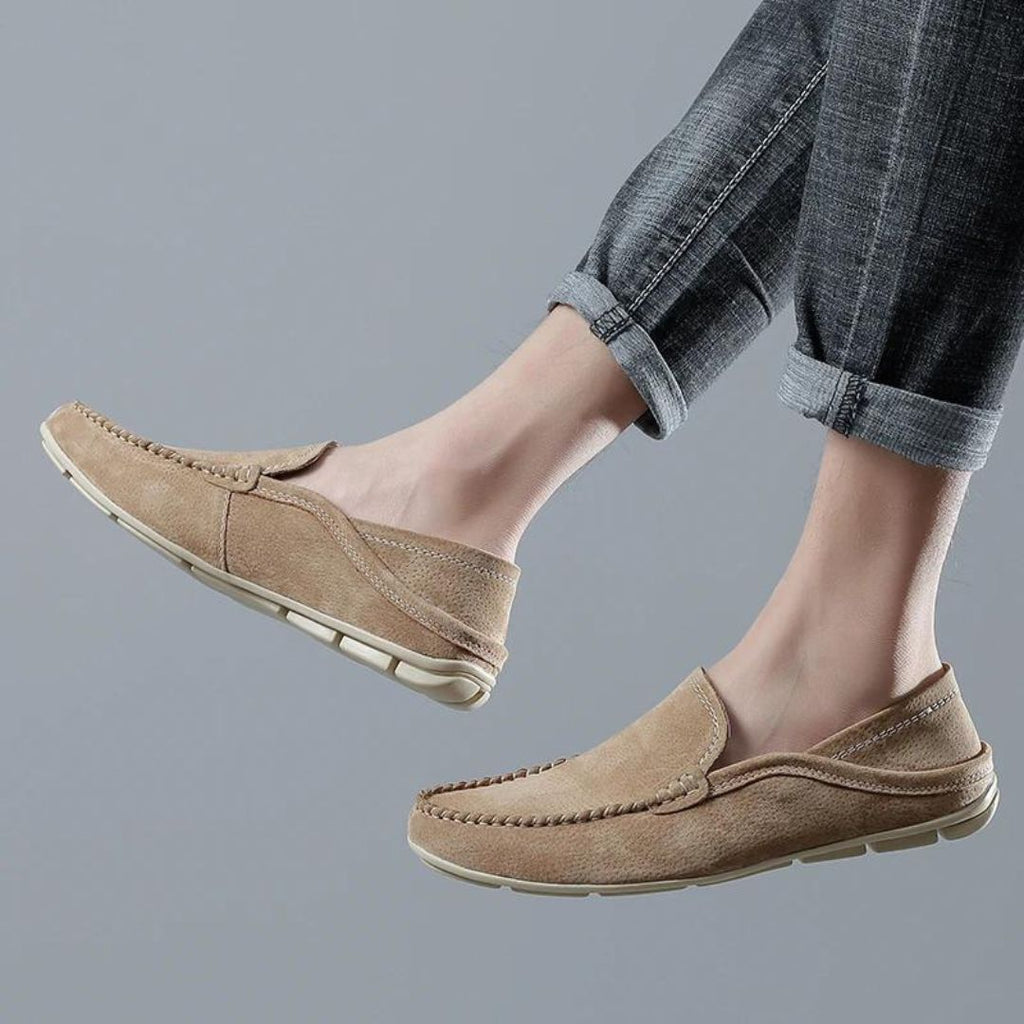 Mokassins für männer aus echtem leder in beige oder braun