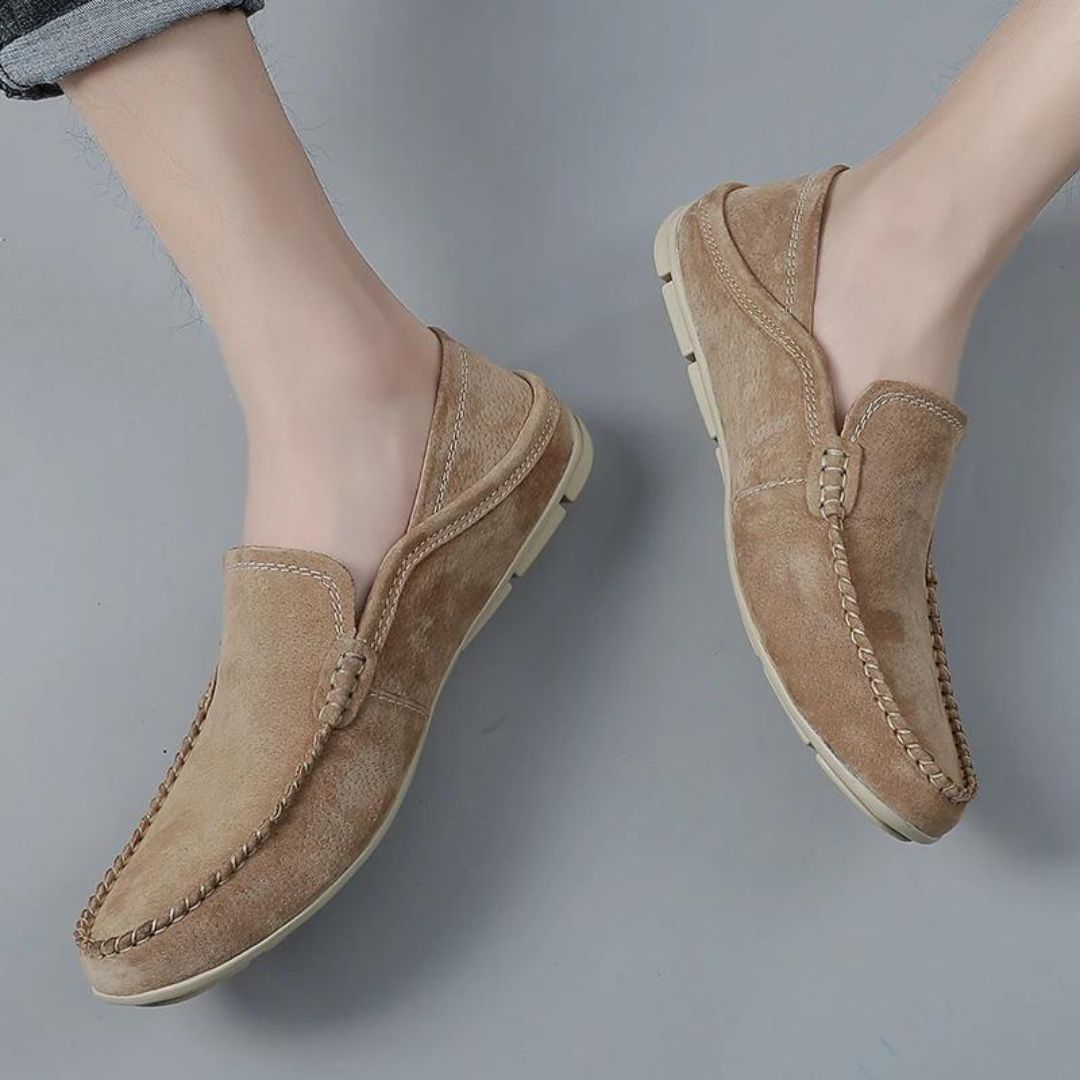 Mokassins für männer aus echtem leder in beige oder braun