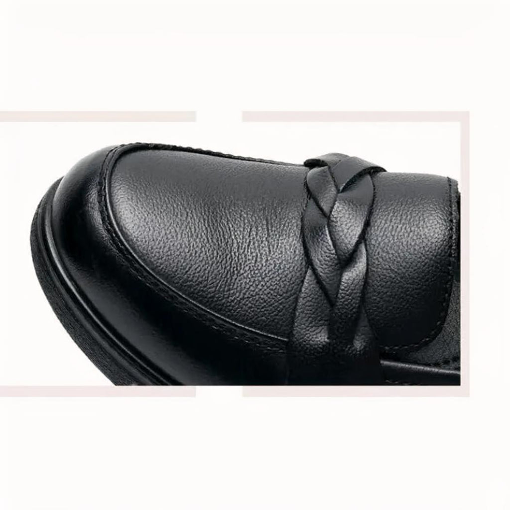 Schwarze Loafer für Damen aus echtem Leder