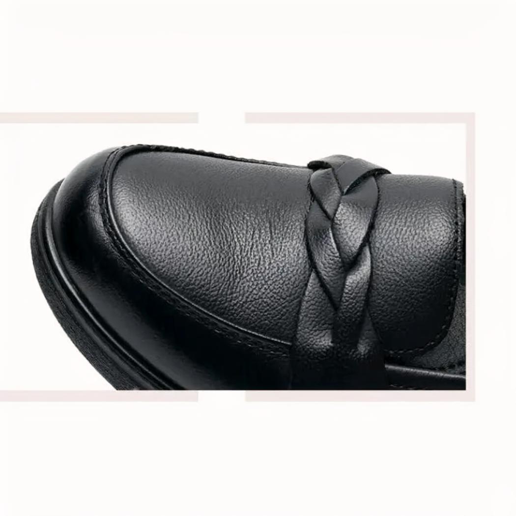 Schwarze Loafer für Damen aus echtem Leder