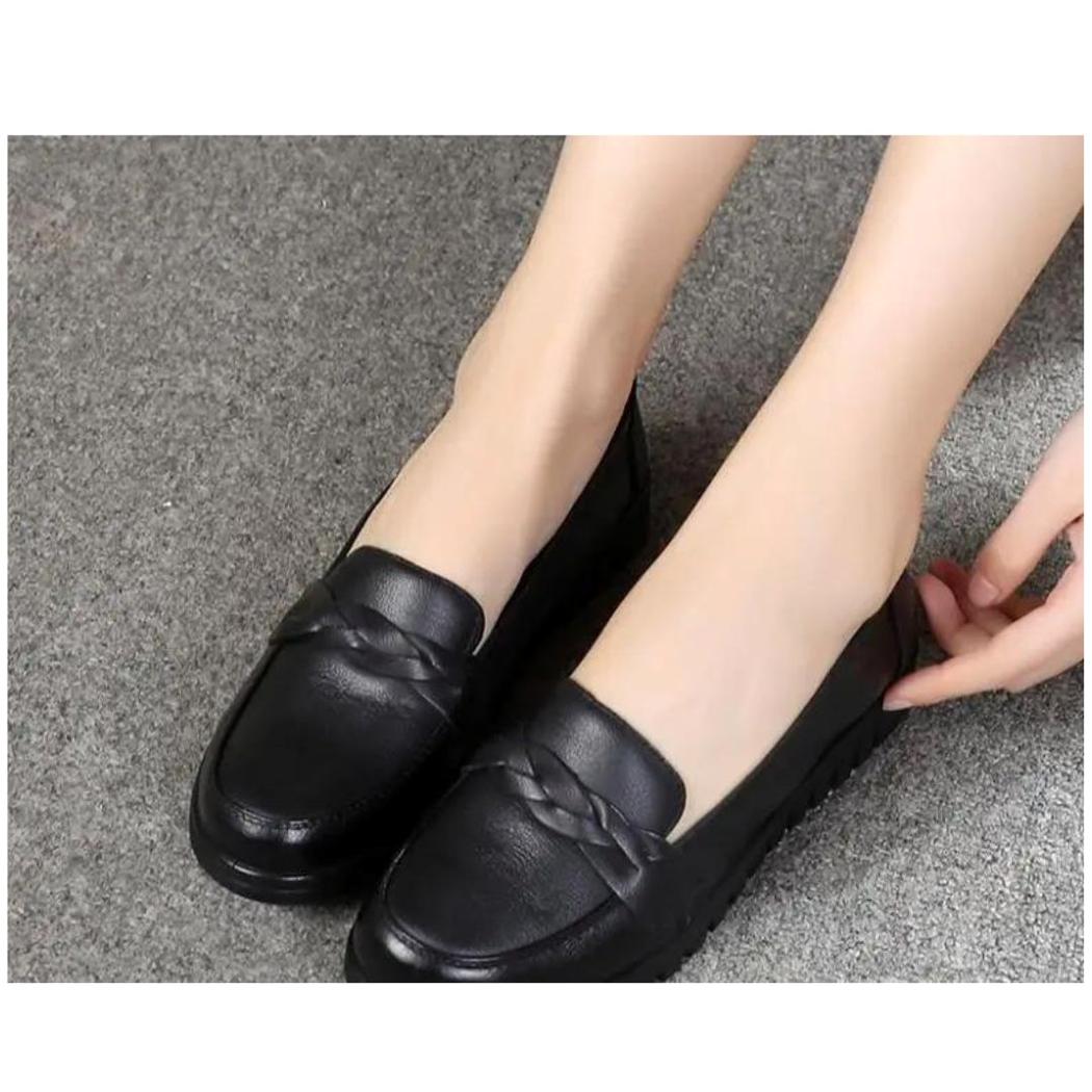 Schwarze Loafer für Damen aus echtem Leder