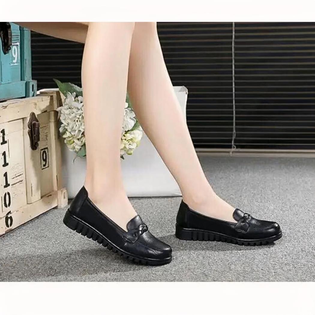 Schwarze Loafer für Damen aus echtem Leder