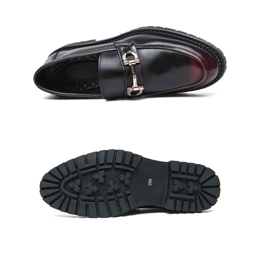 Schwarze Loafer mit Metallschnalle aus Kunstleder für Herren