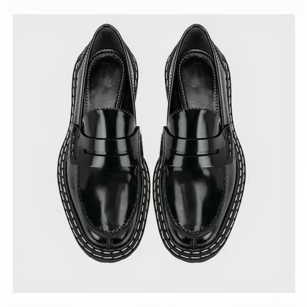 Schwarze Loafer mit dicker Sohle aus Kunstleder für Damen