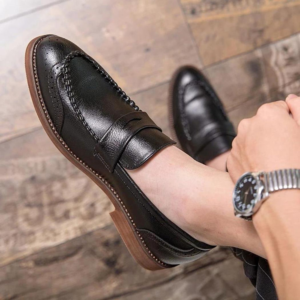 Glänzende Loafer aus Echtleder für Herren