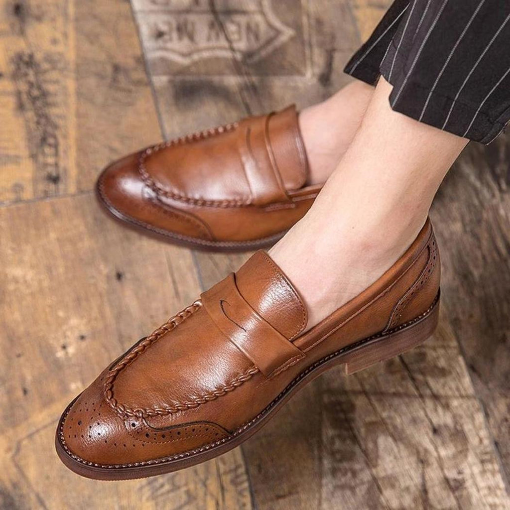 Glänzende Loafer aus Echtleder für Herren