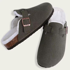 Gefütterter Wildleder-Clog-Mokassin, Khaki