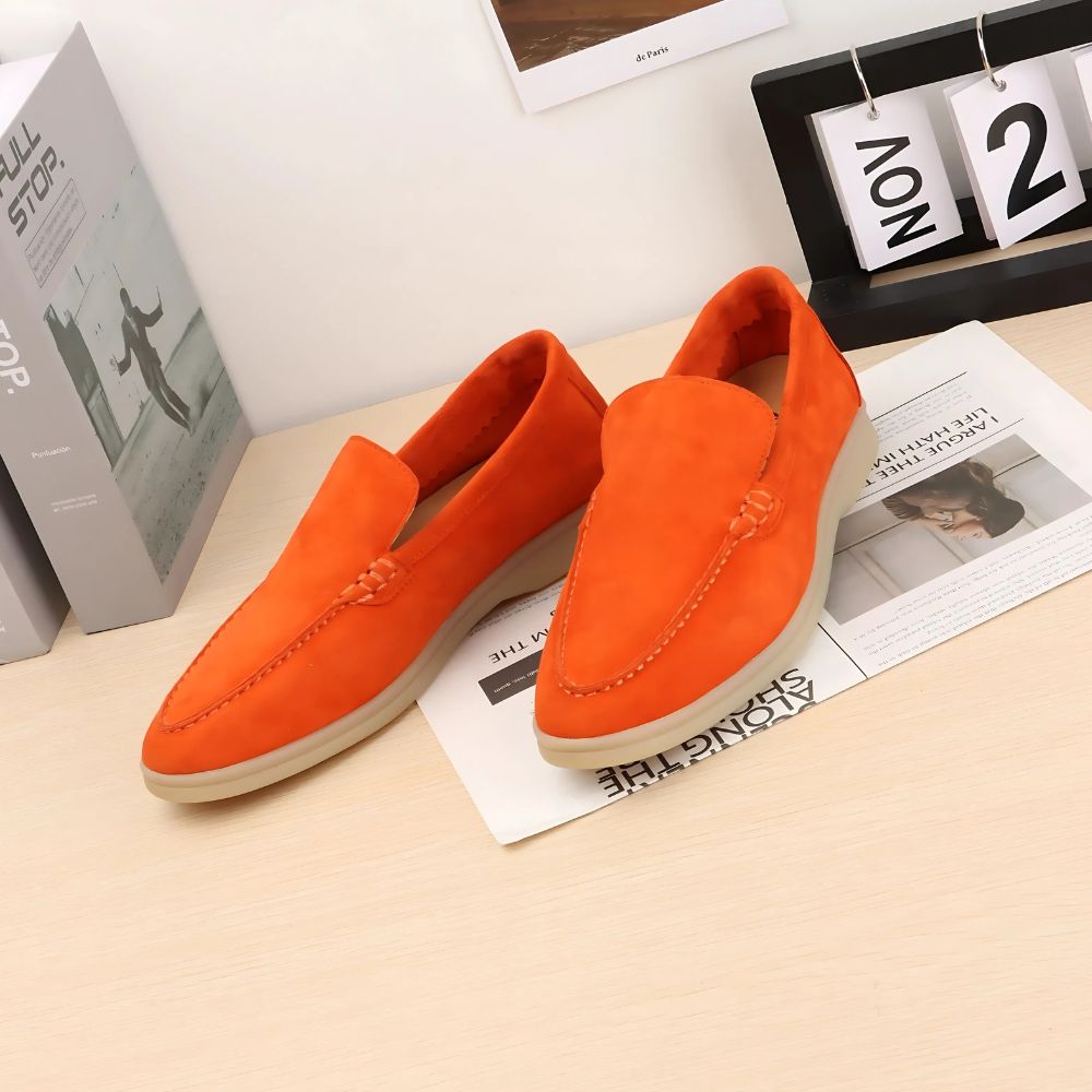 Stefano Loafer aus Wildleder in Orange, helle Sohle