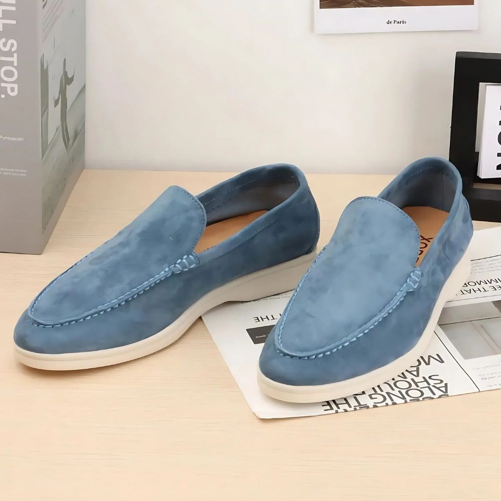 Stefano Loafer aus Wildleder in Blau, helle Sohle