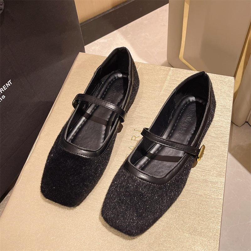 Mary Jane Ballerina mit Schnalle Leopardenprint