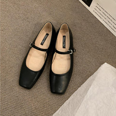 Mary-Jane-Loafer mit eckiger Spitze, Schwarz