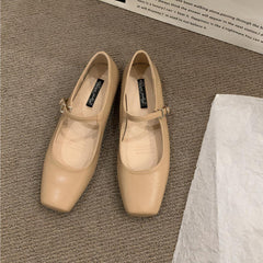 Mary-Jane-Loafer mit eckiger Spitze, Beige
