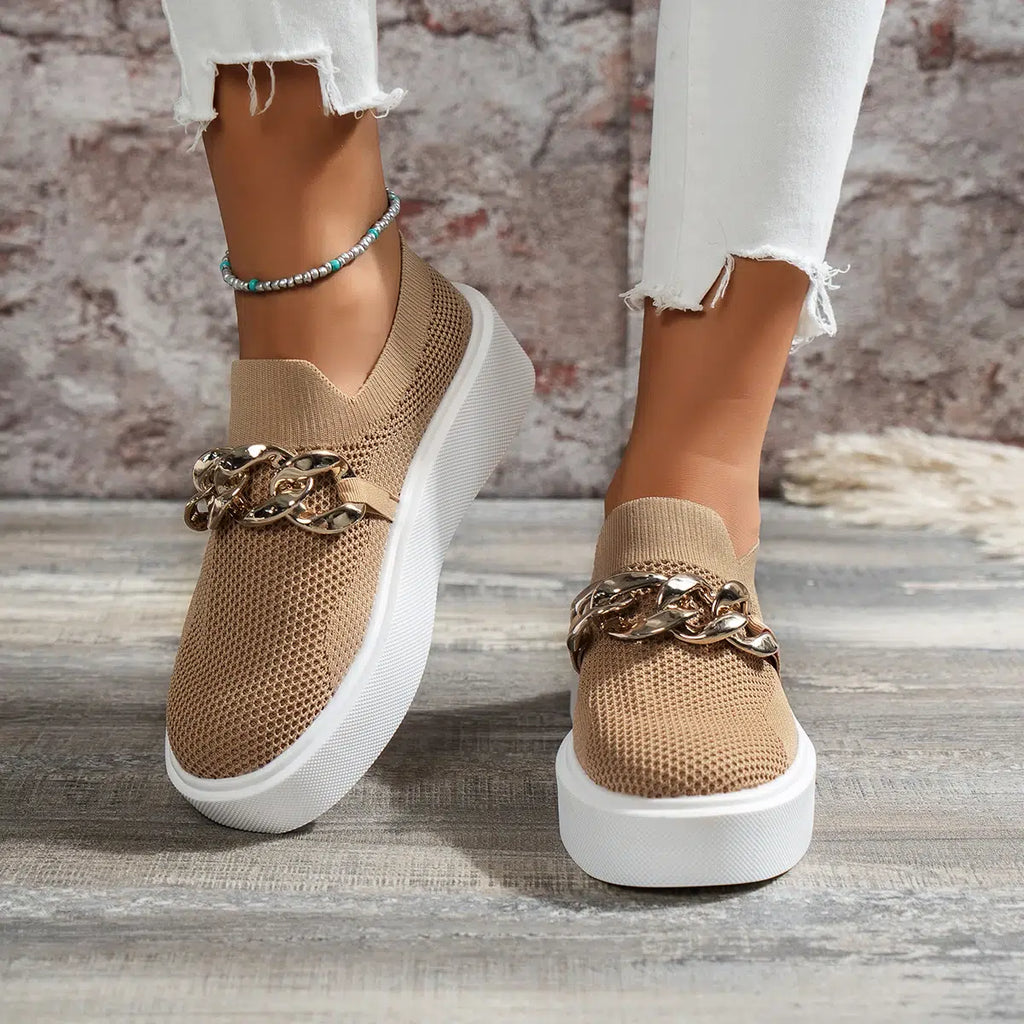 Plateau-Loafer mit Metallkette
