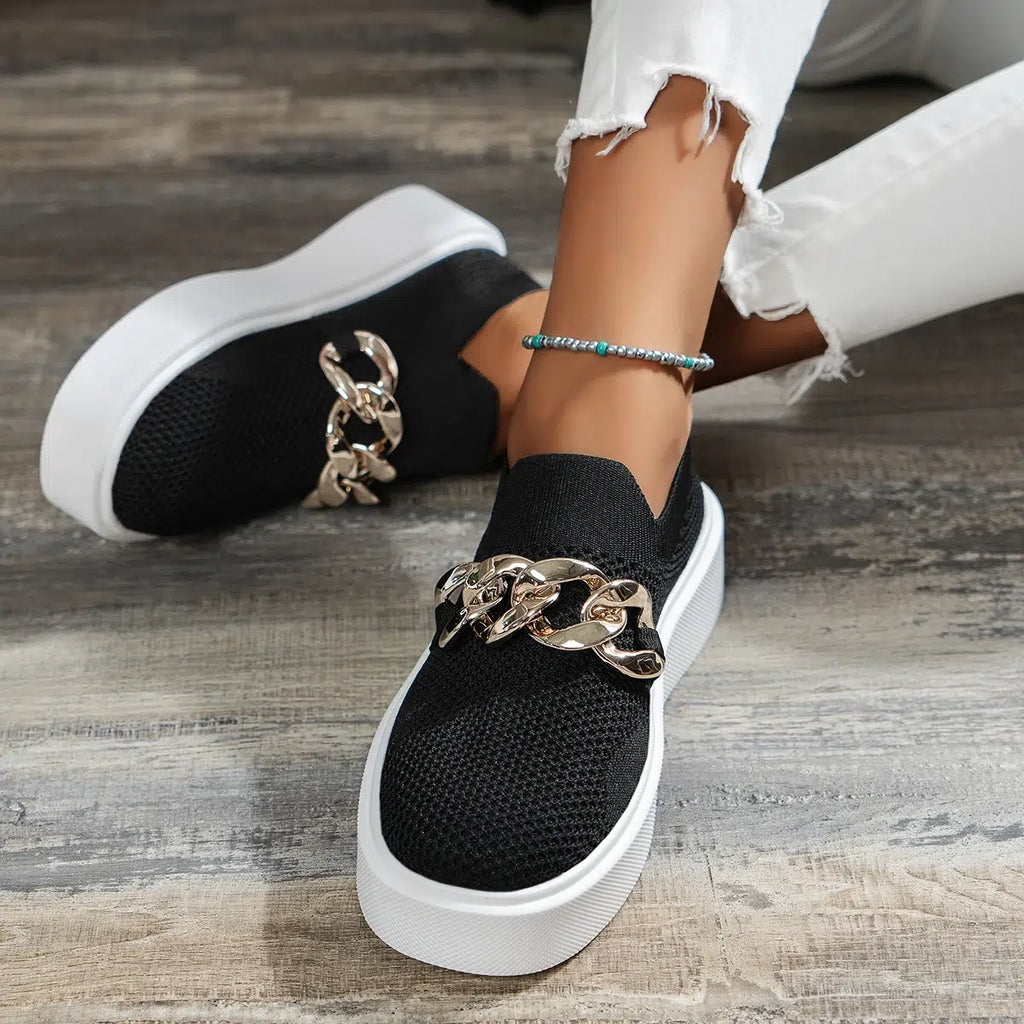 Plateau-Loafer mit Metallkette