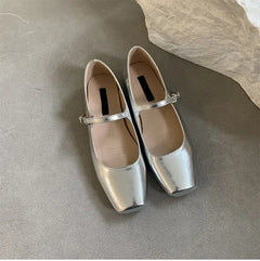 Trendige Riemchenballerinas Mary Jane, Silber