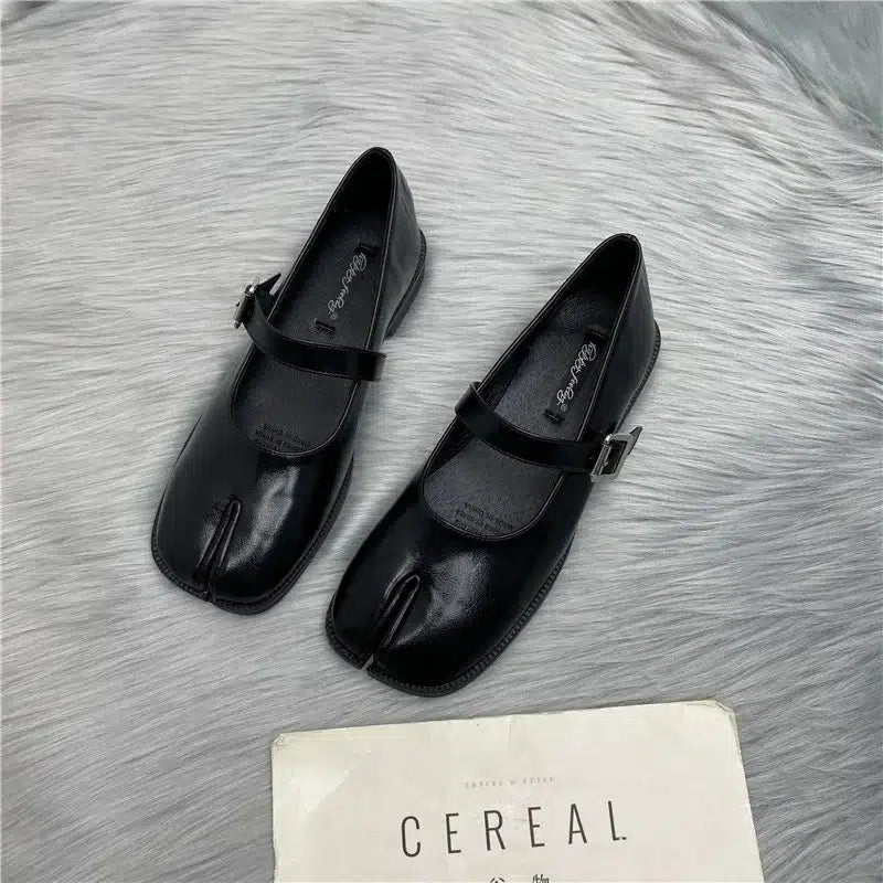 Mary Jane Ballerinas mit geteilter Zehenpartie Schwarz für Damen - Tabi Style