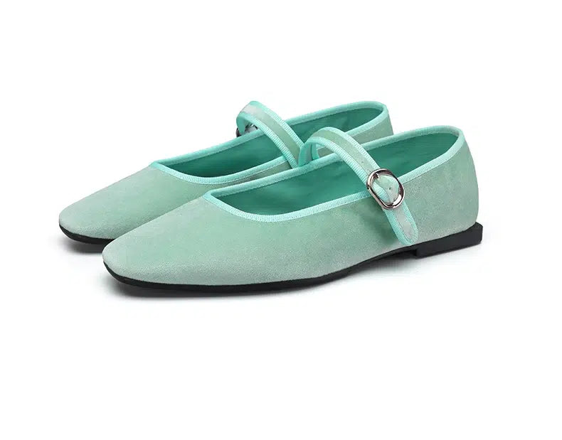 Mary Jane Ballerinas aus Velours für Damen