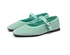 Mary Jane Ballerinas aus Velours für Damen, Grün