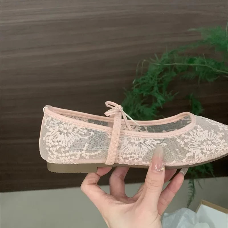 Damen Mary Jane Schuhe aus Spitze