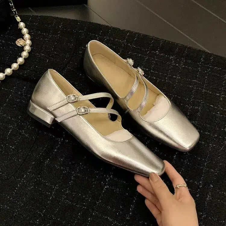 Mary Jane-Ballerinas aus Lackleder für Damen