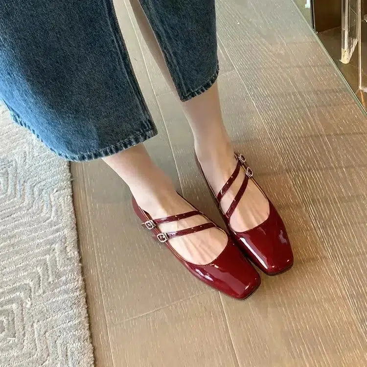 Mary Jane-Ballerinas aus Lackleder für Damen
