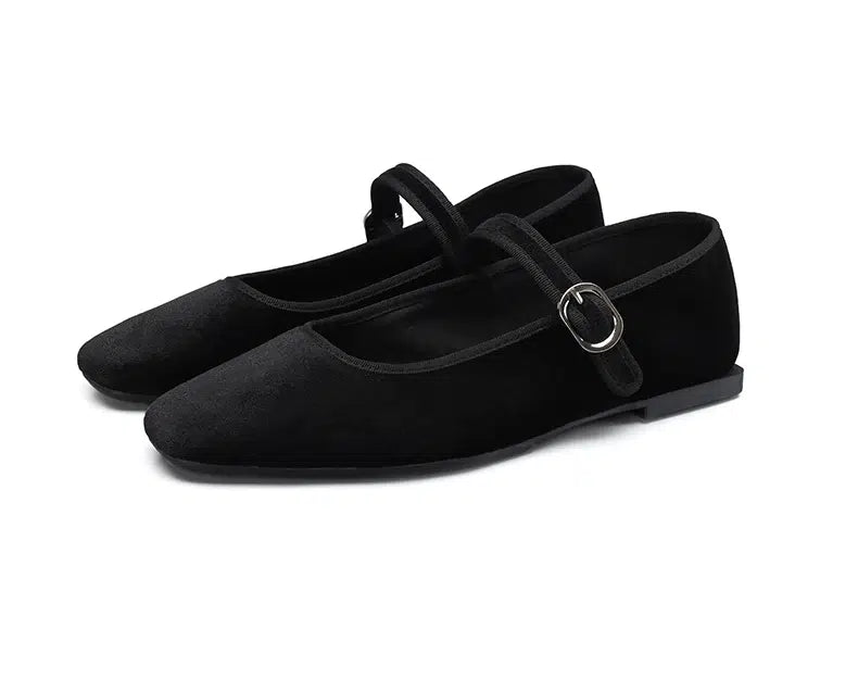 Mary Jane Ballerinas aus Velours für Damen