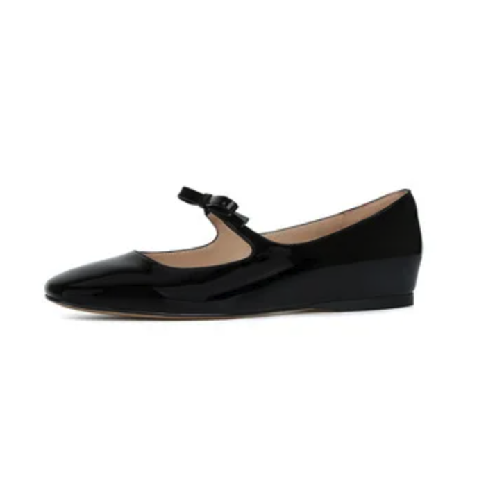 Mary Jane Loafer mit eckiger Spitze und Schleife