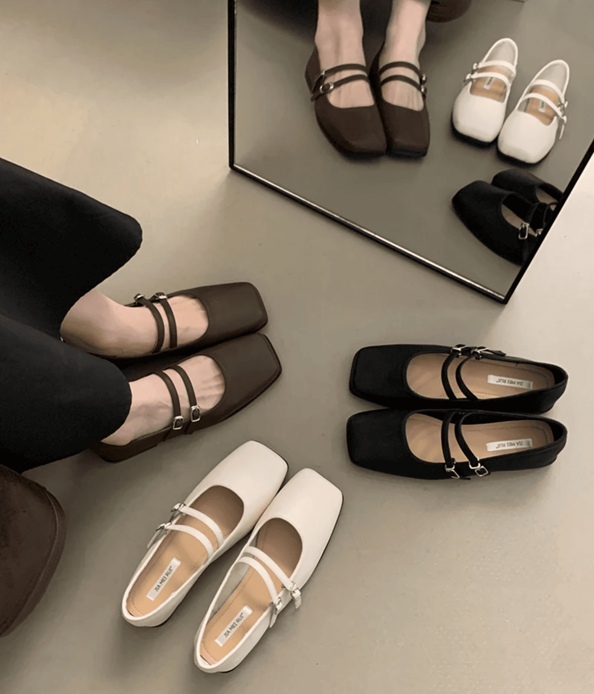 Ballerinas für damen Mary Jane mit zwei Riemen