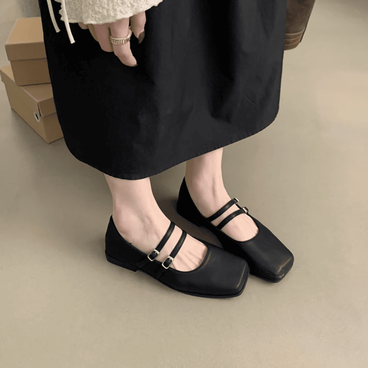 Ballerinas für damen Mary Jane mit zwei Riemen