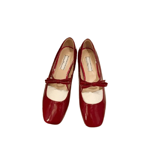 Mary Jane Loafer mit eckiger Spitze und Schleife