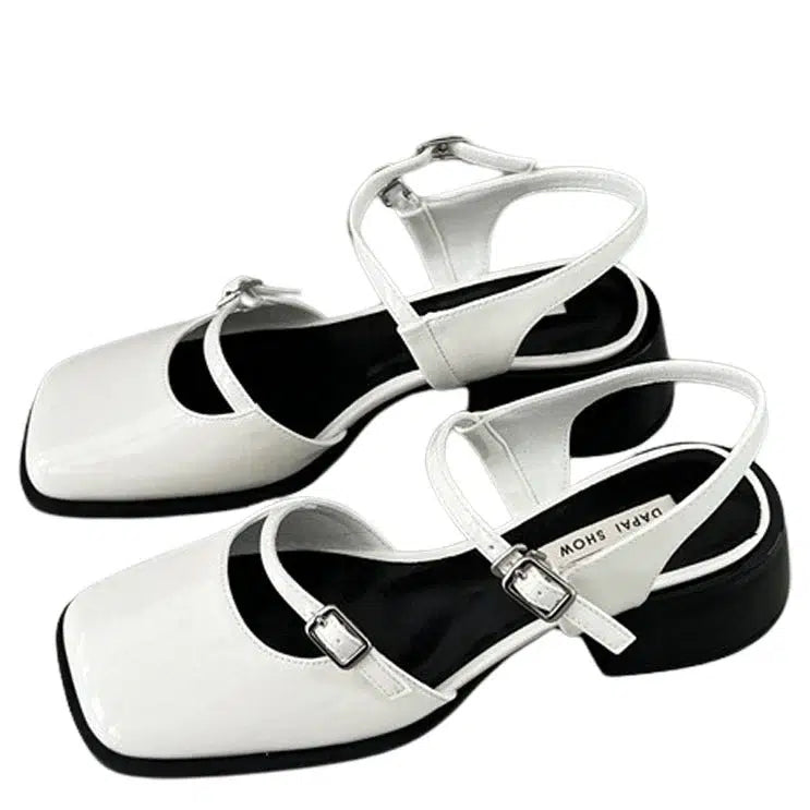 Mary Jane-Ballerinas aus Lack mit Absatz