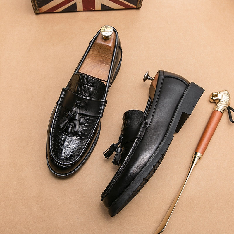 Atmungsaktive Leder-Loafer mit Quasten für Herren